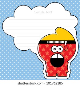 Cartoon monster with message cloud