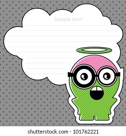 Cartoon monster with message cloud