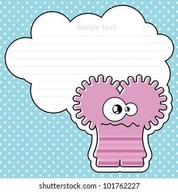 Cartoon monster with message cloud