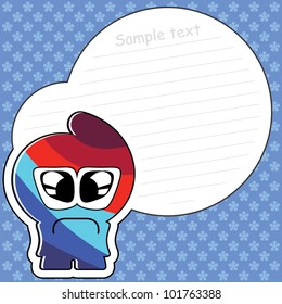 Cartoon monster with message cloud