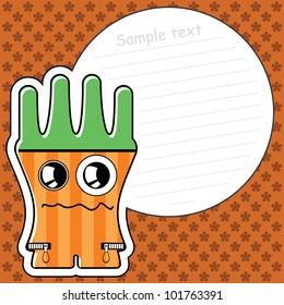 Cartoon monster with message cloud