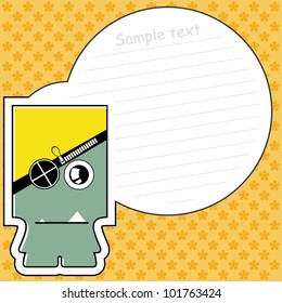 Cartoon monster with message cloud