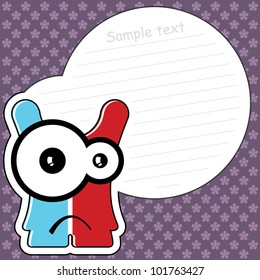Cartoon monster with message cloud