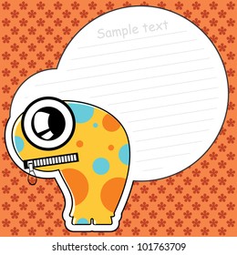 Cartoon monster with message cloud