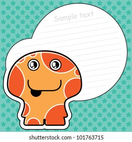 Cartoon monster with message cloud