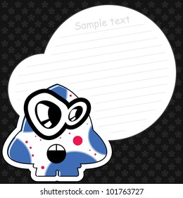 Cartoon monster with message cloud