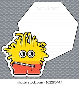 Cartoon monster with message cloud