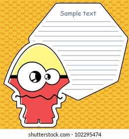 Cartoon monster with message cloud