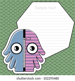 Cartoon monster with message cloud