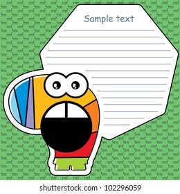 Cartoon monster with message cloud
