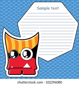 Cartoon monster with message cloud