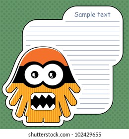 Cartoon monster with message cloud