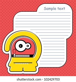 Cartoon monster with message cloud