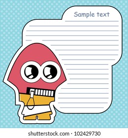 Cartoon monster with message cloud