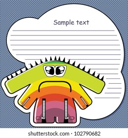 Cartoon monster with message cloud