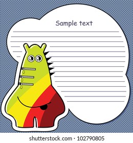 Cartoon monster with message cloud