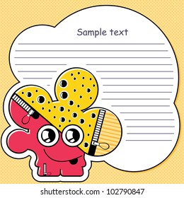 Cartoon monster with message cloud