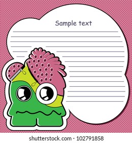 Cartoon monster with message cloud