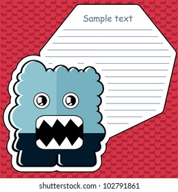 Cartoon monster with message cloud