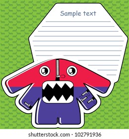 Cartoon monster with message cloud