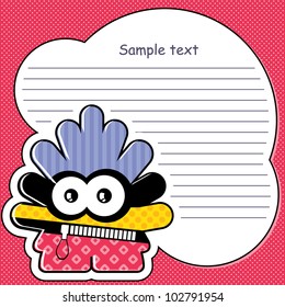 Cartoon monster with message cloud