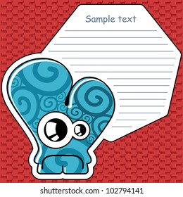 Cartoon monster with message cloud