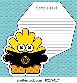 Cartoon monster with message cloud