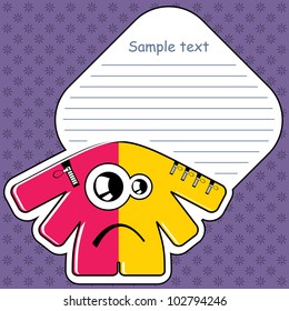 Cartoon monster with message cloud