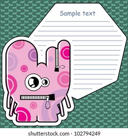 Cartoon monster with message cloud
