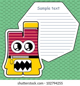 Cartoon monster with message cloud