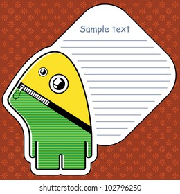 Cartoon monster with message cloud