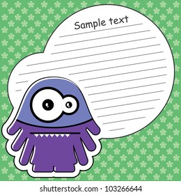 Cartoon monster with message cloud