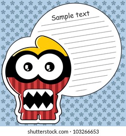 Cartoon monster with message cloud