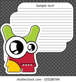 Cartoon monster with message cloud
