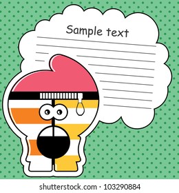 Cartoon monster with message cloud