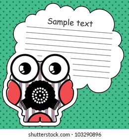 Cartoon monster with message cloud