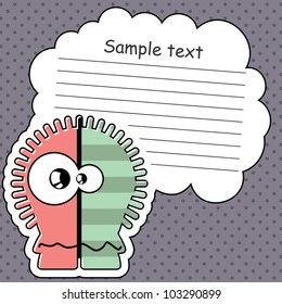 Cartoon monster with message cloud