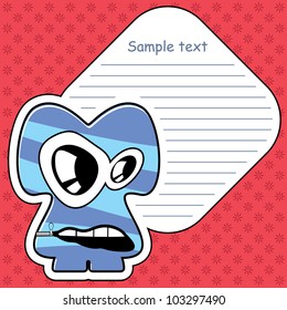 Cartoon monster with message cloud