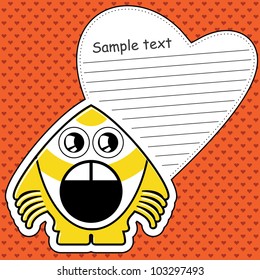 Cartoon monster with message cloud