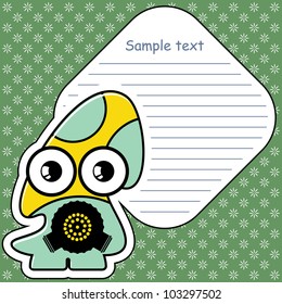 Cartoon monster with message cloud