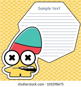 Cartoon monster with message cloud