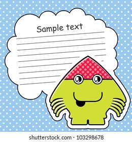 Cartoon monster with message cloud