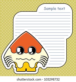 Cartoon monster with message cloud