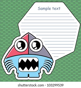 Cartoon monster with message cloud