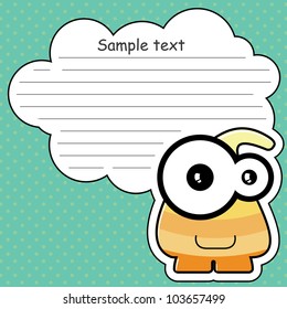 Cartoon monster with message cloud