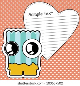 Cartoon monster with message cloud