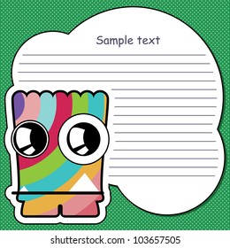 Cartoon monster with message cloud