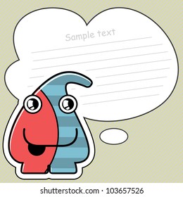 Cartoon monster with message cloud