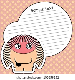 Cartoon monster with message cloud