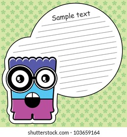 Cartoon monster with message cloud